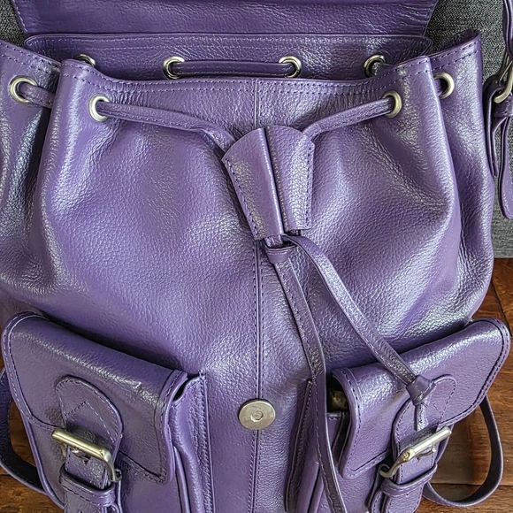 Purple Leather Women\'s Convertible Backpack main image 11